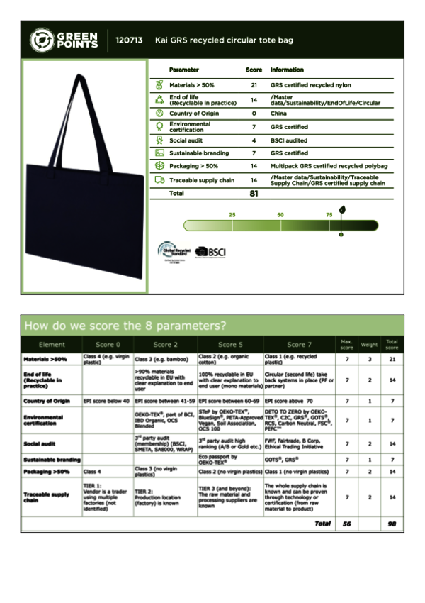Kai GRS recycelte Circular Tragetasche