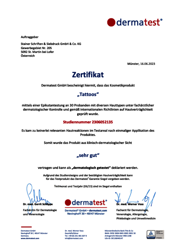 Temporärer Tattoobogen inkl. Perforation und Verpackung